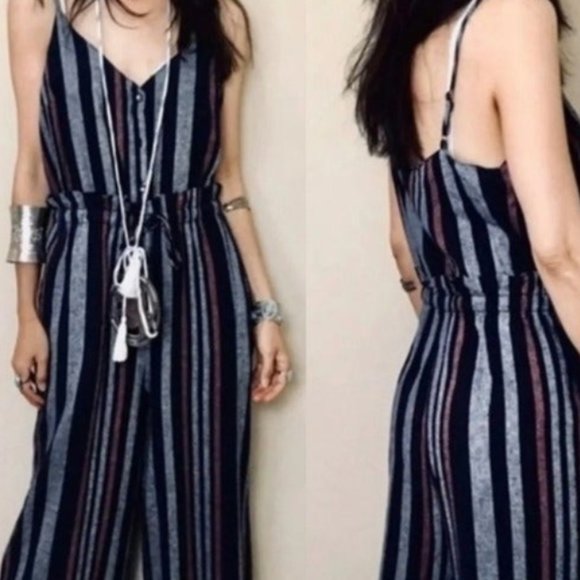 Splendid Crosshatch Stripe Tie Waist Jumpsuit - Picture 10 of 10
